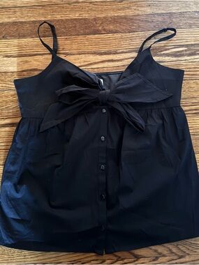 Loft Black Bow-Front Spaghetti Strap Top - Women's